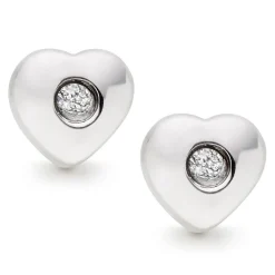 Beaverbrooks Mini B Silver Diamond Heart Earrings