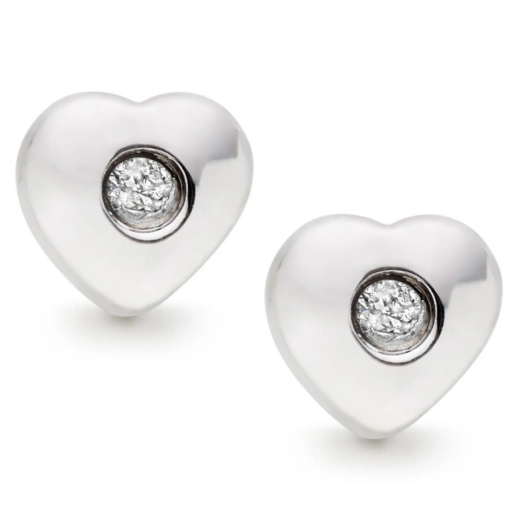 Beaverbrooks Mini B Silver Diamond Heart Earrings