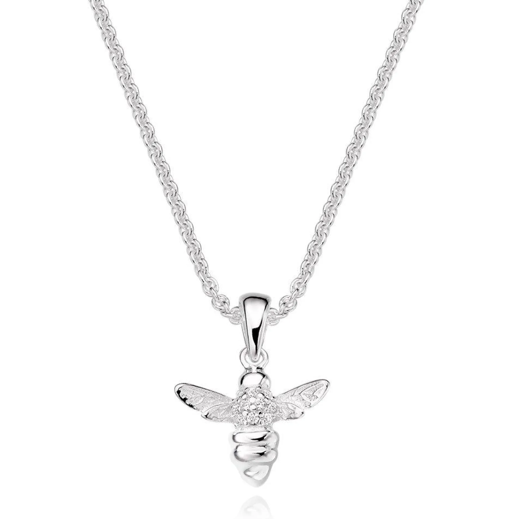 Beaverbrooks Mini B Silver Cubic Zirconia Bee Pendant