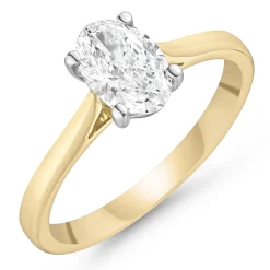 Beaverbrooks Once 18ct Yellow Gold Oval Shaped Diamond Solitaire Engagement Ring