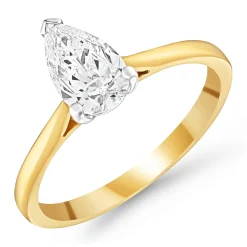 Beaverbrooks Once 18ct Yellow Gold Diamond Pear Shaped Solitaire Engagement Ring