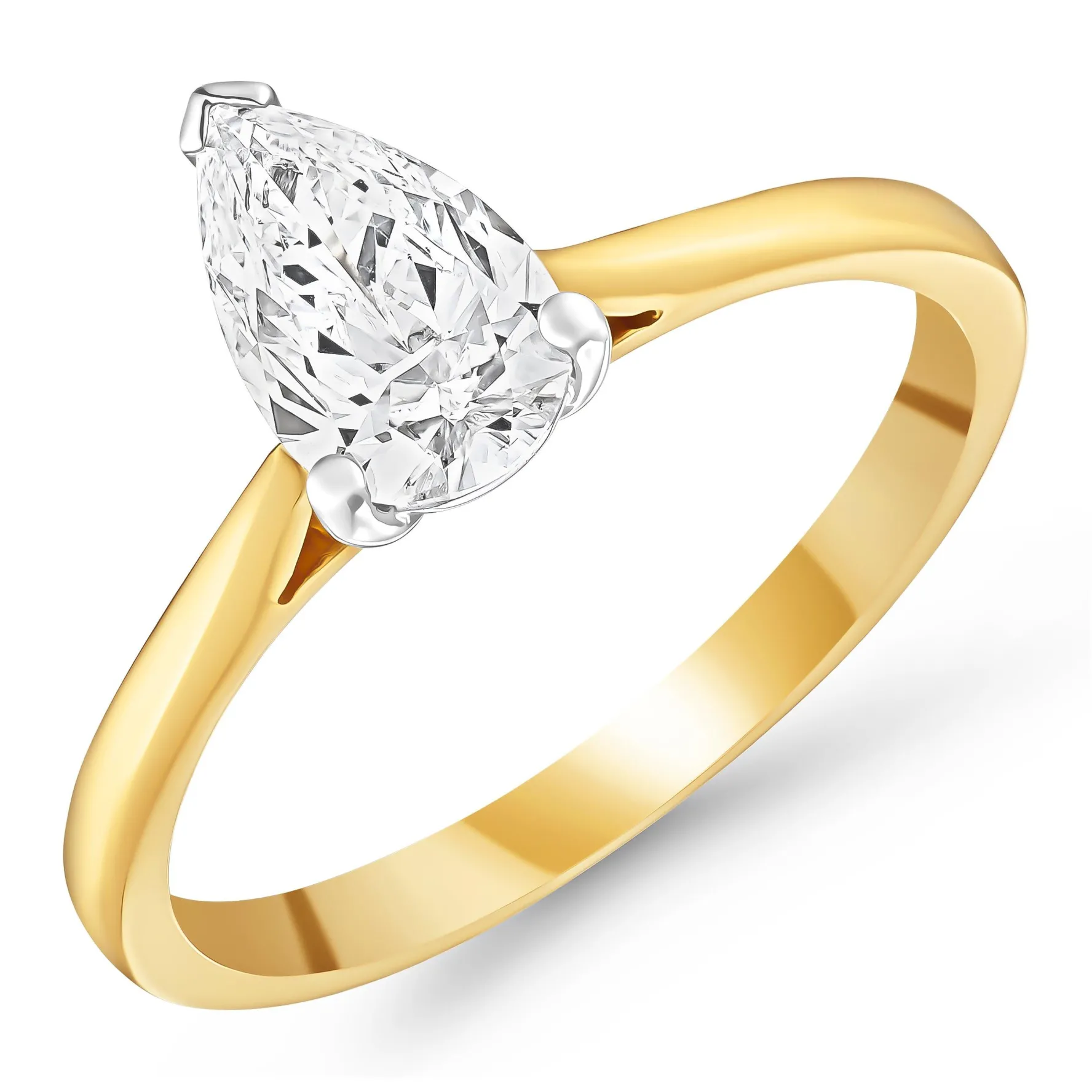 Beaverbrooks Once 18ct Yellow Gold Diamond Pear Shaped Solitaire Engagement Ring