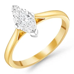 Beaverbrooks Once 18ct Yellow Gold Diamond Marquise Shaped Solitaire Engagement Ring