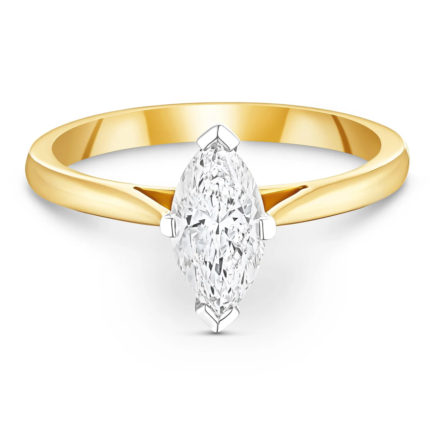Beaverbrooks Once 18ct Yellow Gold Diamond Marquise Shaped Solitaire Engagement Ring