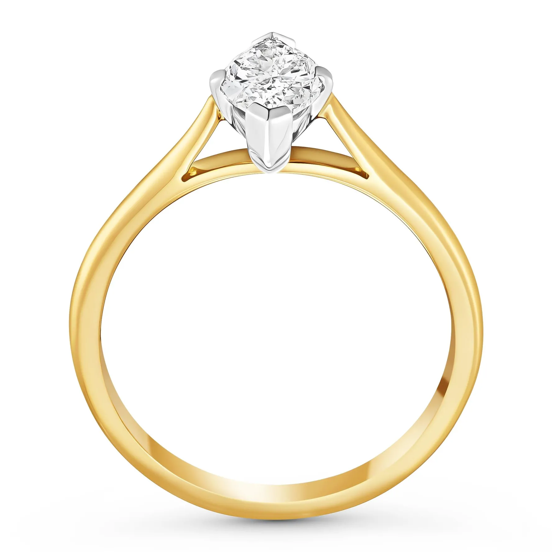Beaverbrooks Once 18ct Yellow Gold Diamond Marquise Shaped Solitaire Engagement Ring