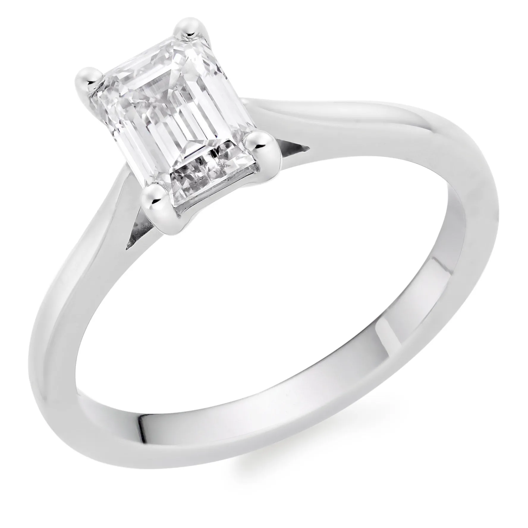 Beaverbrooks Once Platinum Emerald Cut Diamond Solitaire Ring