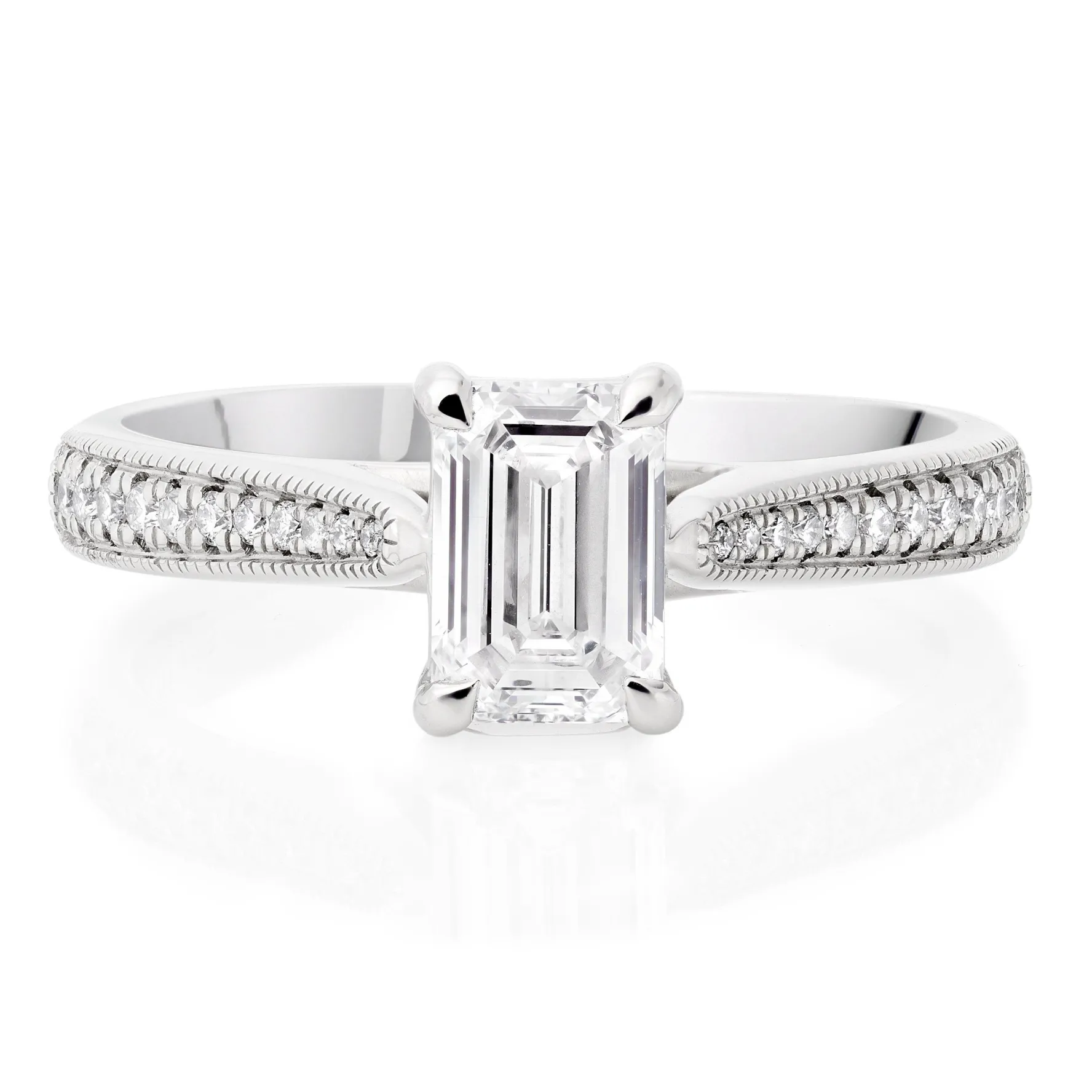 Beaverbrooks Once Platinum Emerald Cut Diamond Ring