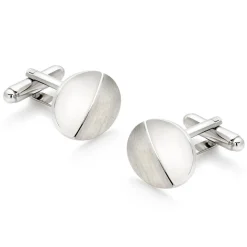 Beaverbrooks Oval Brushed and Polished Men's Cufflinks