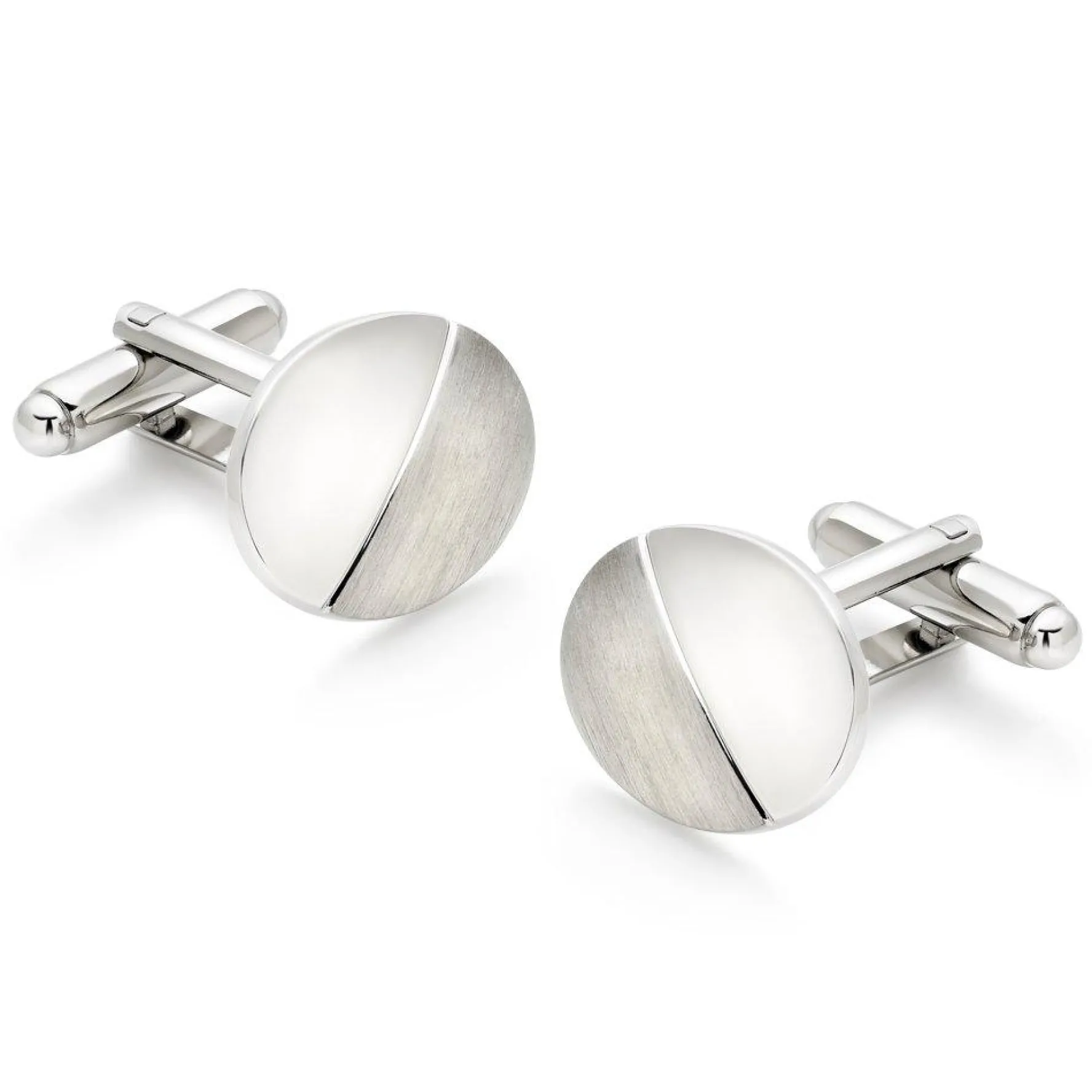 Beaverbrooks Oval Brushed and Polished Men's Cufflinks