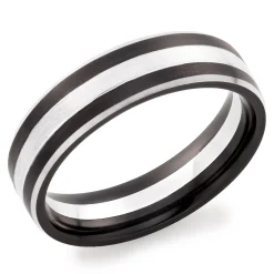 Beaverbrooks Platinum and Zirconium 6mm Men’s Wedding Ring