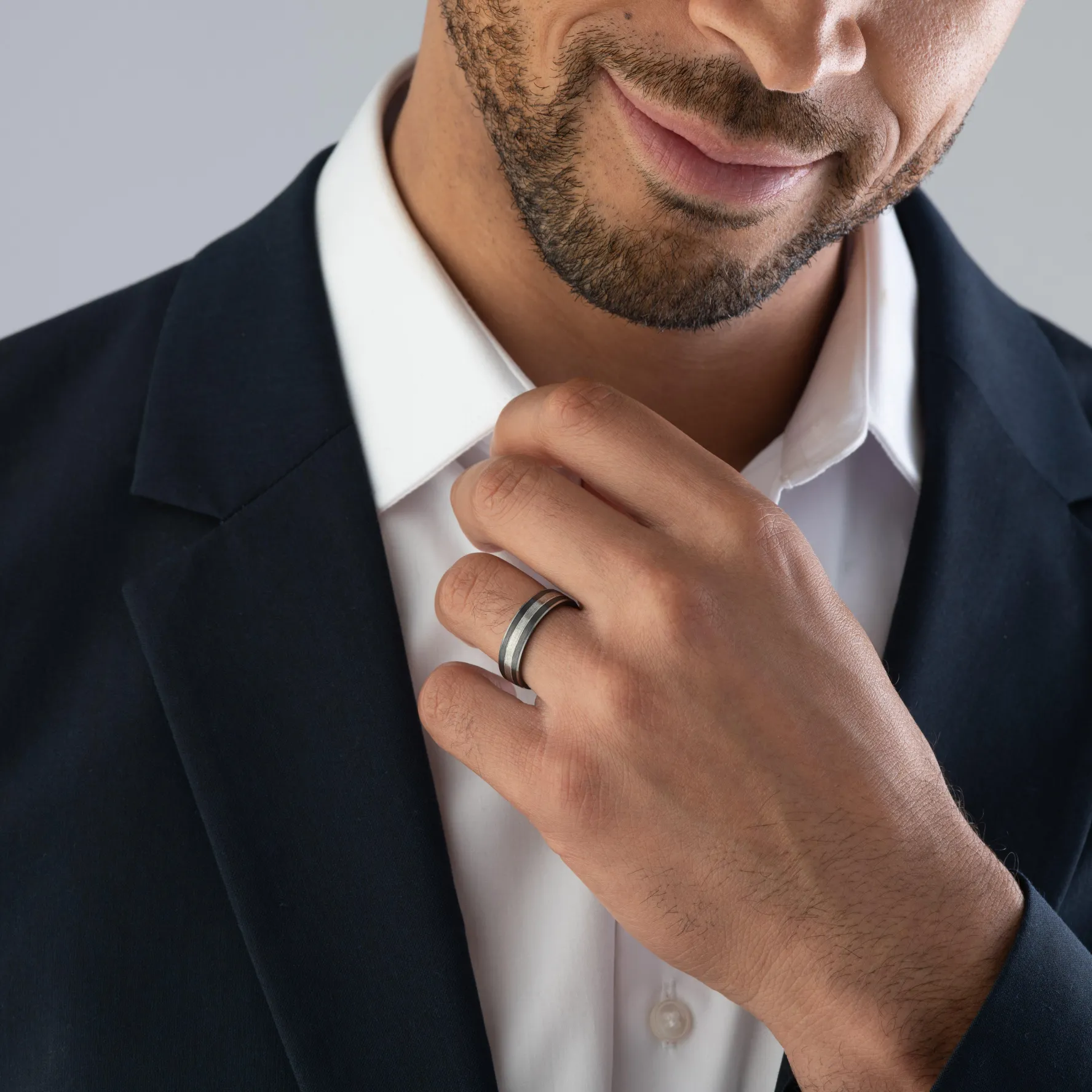 Beaverbrooks Platinum and Zirconium 6mm Men’s Wedding Ring