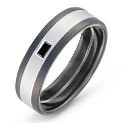Beaverbrooks Platinum and Zirconium Diamond 6mm Men’s Wedding Ring