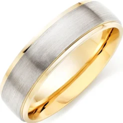 Beaverbrooks Platinum and 18ct Yellow Gold 6mm Matt Men's Wedding Ring