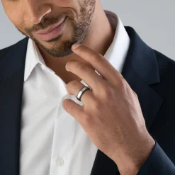 Beaverbrooks Platinum and Zirconium 6mm Men’s Wedding Ring