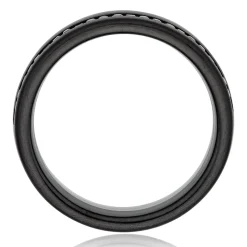 Beaverbrooks Platinum and Zirconium 6mm Men’s Black Diamond Wedding Ring