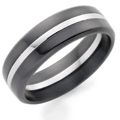 Beaverbrooks Platinum and Zirconium 7mm Men’s Wedding Ring