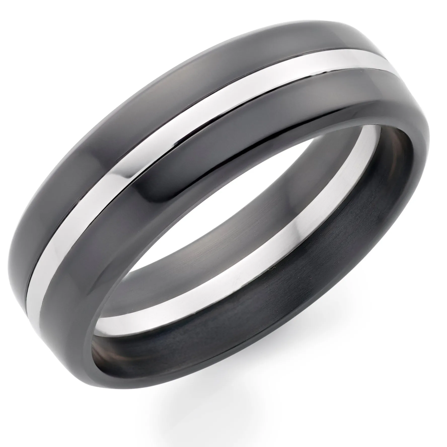 Beaverbrooks Platinum and Zirconium 7mm Men’s Wedding Ring