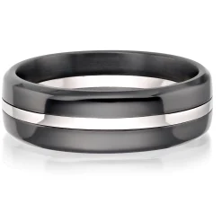 Beaverbrooks Platinum and Zirconium 7mm Men’s Wedding Ring