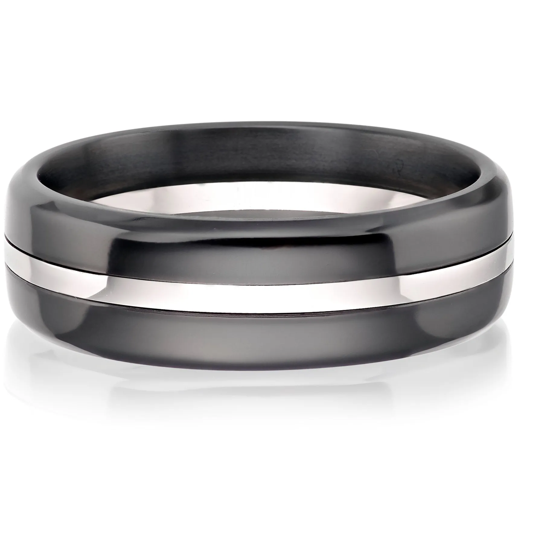 Beaverbrooks Platinum and Zirconium 7mm Men’s Wedding Ring