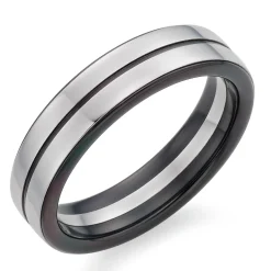 Beaverbrooks Platinum and Zirconium 5.5mm Men’s Wedding Ring