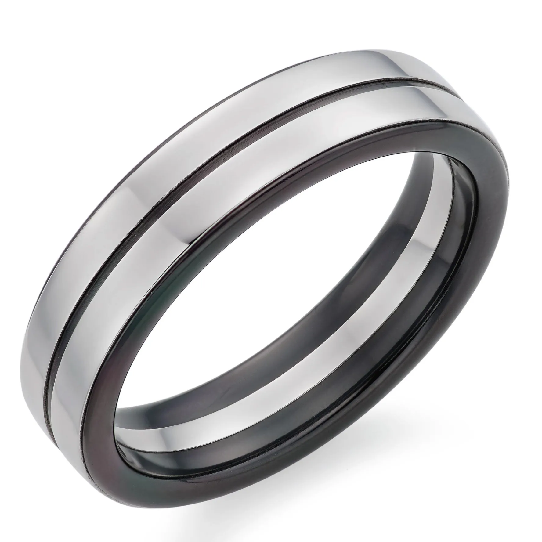 Beaverbrooks Platinum and Zirconium 5.5mm Men’s Wedding Ring