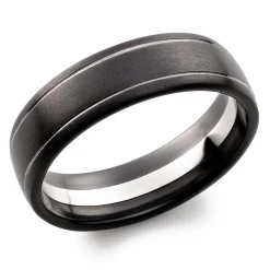 Beaverbrooks Platinum and Zirconium Black 7mm Wedding Ring