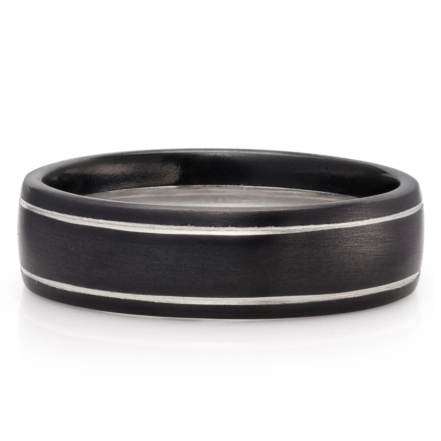 Beaverbrooks Platinum and Zirconium Black 7mm Wedding Ring