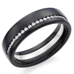 Beaverbrooks Platinum and Zirconium 6mm Men’s Diamond Wedding Ring