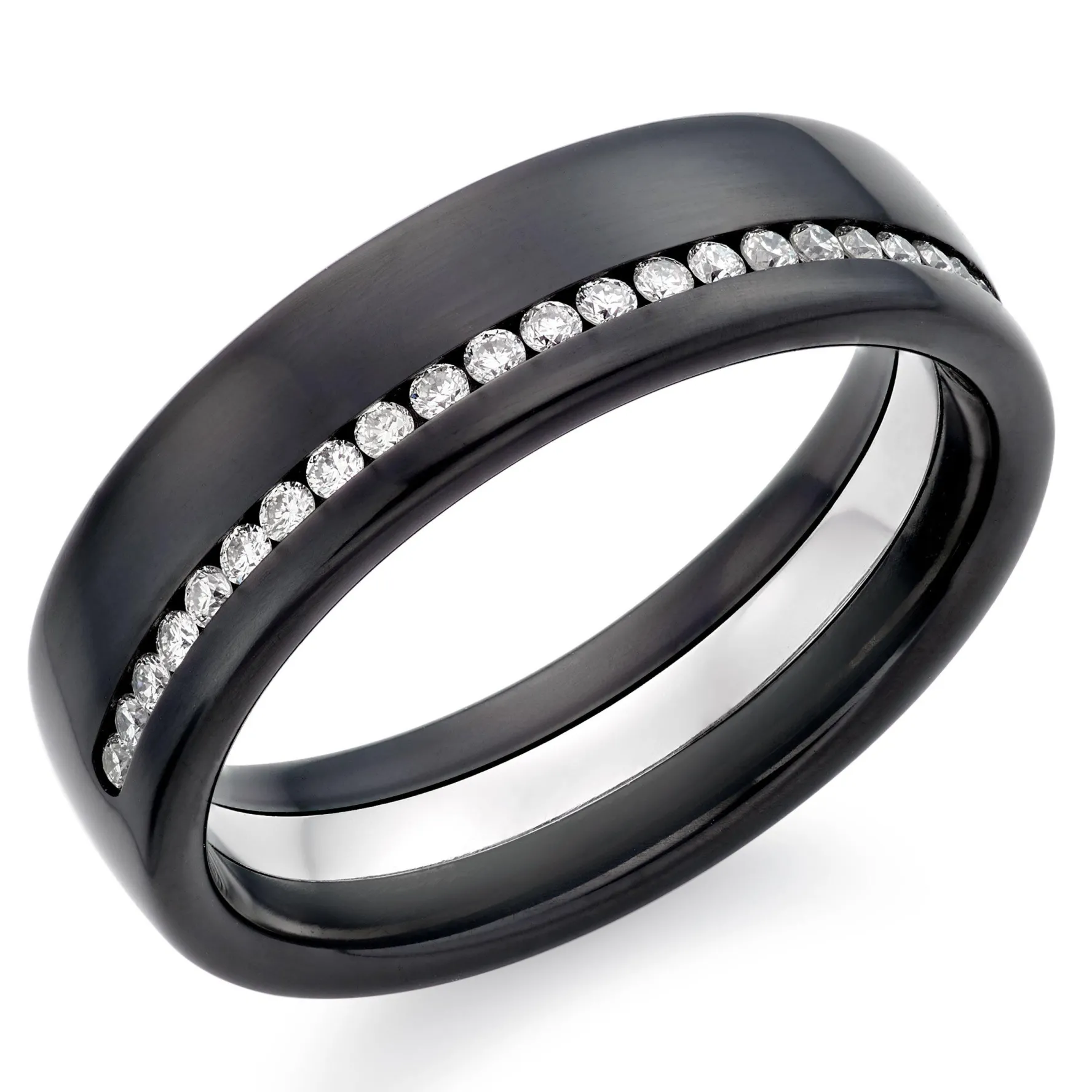 Beaverbrooks Platinum and Zirconium 6mm Men’s Diamond Wedding Ring