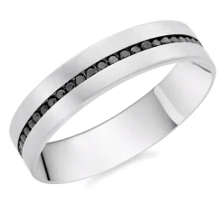 Beaverbrooks Platinum Black Diamond Men’s Wedding Ring