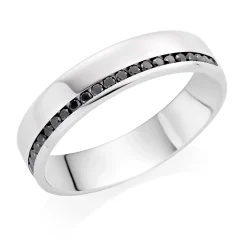 Beaverbrooks Platinum Black Diamond 5mm Men's Wedding Ring