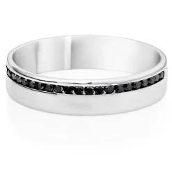 Beaverbrooks Platinum Black Diamond 5mm Men's Wedding Ring