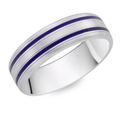 Beaverbrooks Platinum Blue Ceramic 6mm Men’s Wedding Ring