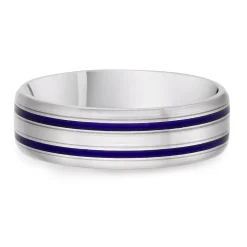Beaverbrooks Platinum Blue Ceramic 6mm Men’s Wedding Ring