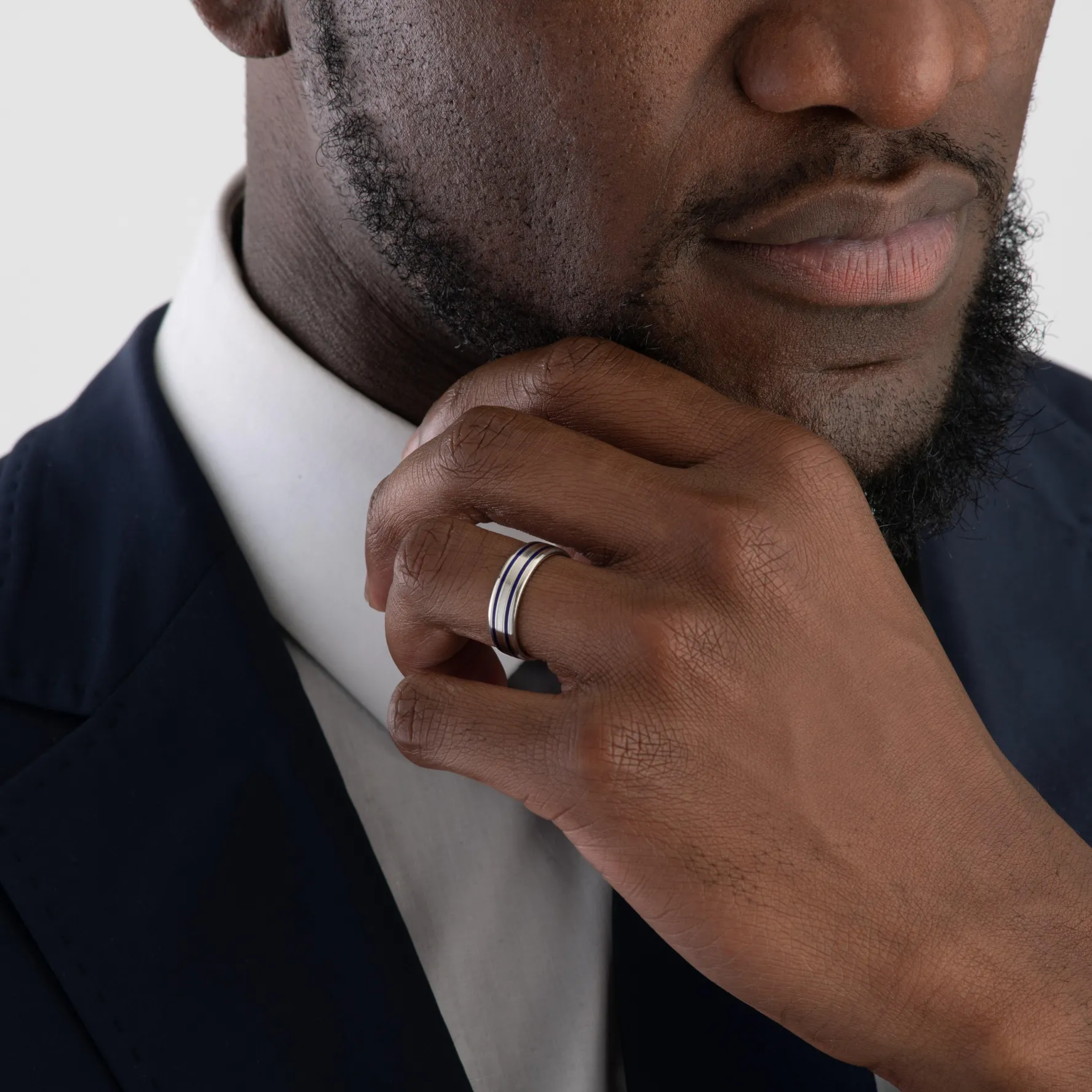 Beaverbrooks Platinum Blue Ceramic 6mm Men’s Wedding Ring
