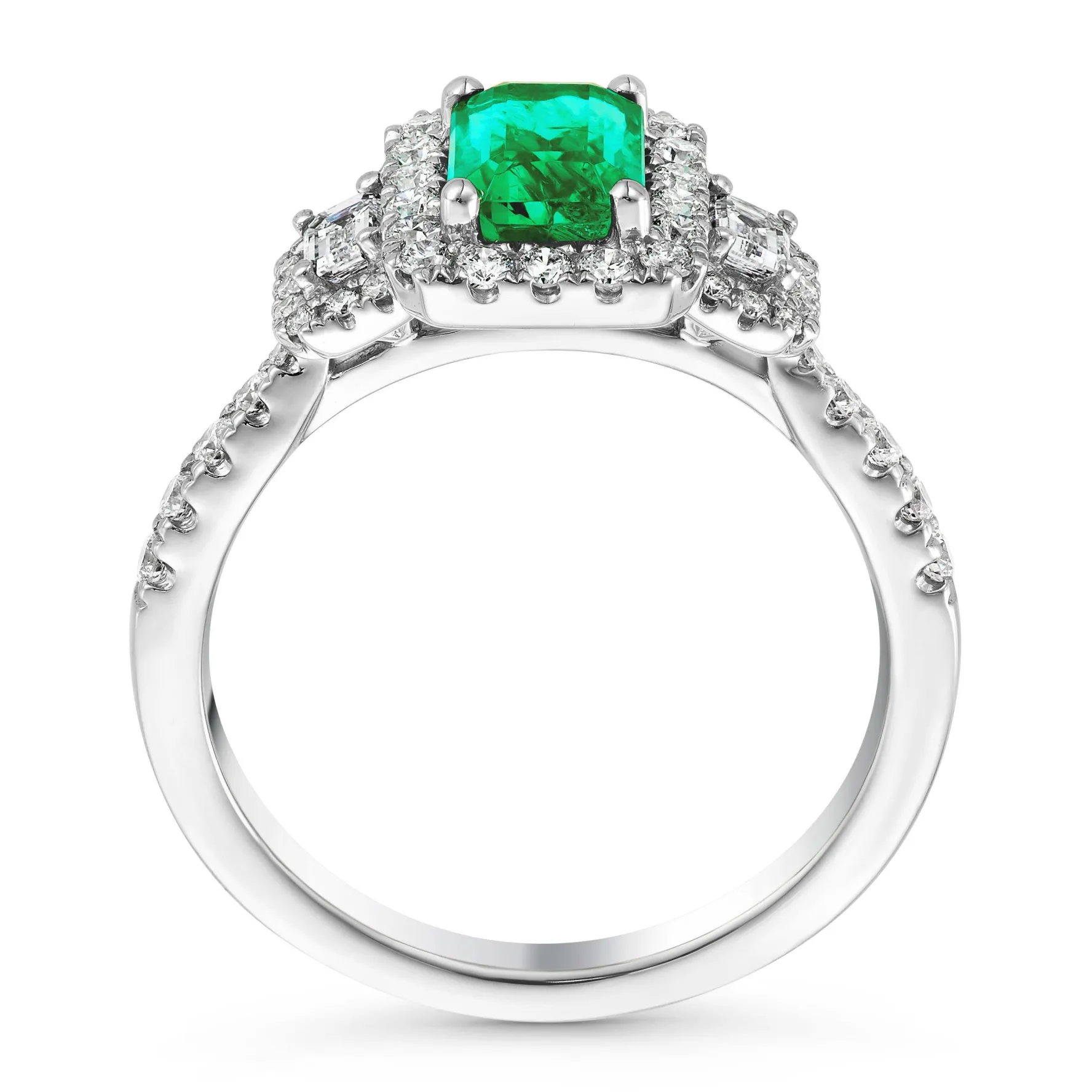 Beaverbrooks Platinum Diamond Emerald Halo Engagement Ring