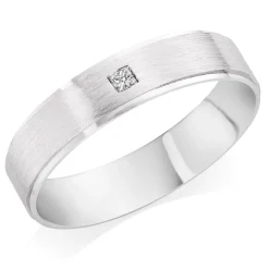 Beaverbrooks Platinum Diamond 5mm Men's Wedding Ring