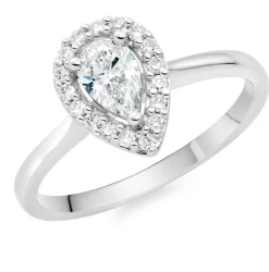 Beaverbrooks Platinum Diamond Pear Shaped Halo Engagement Ring