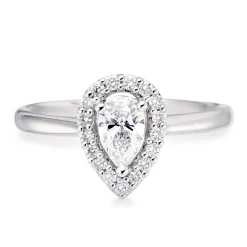 Beaverbrooks Platinum Diamond Pear Shaped Halo Engagement Ring