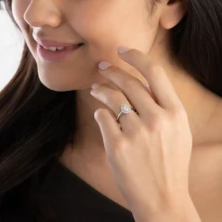 Beaverbrooks Platinum Diamond Pear Shaped Halo Engagement Ring