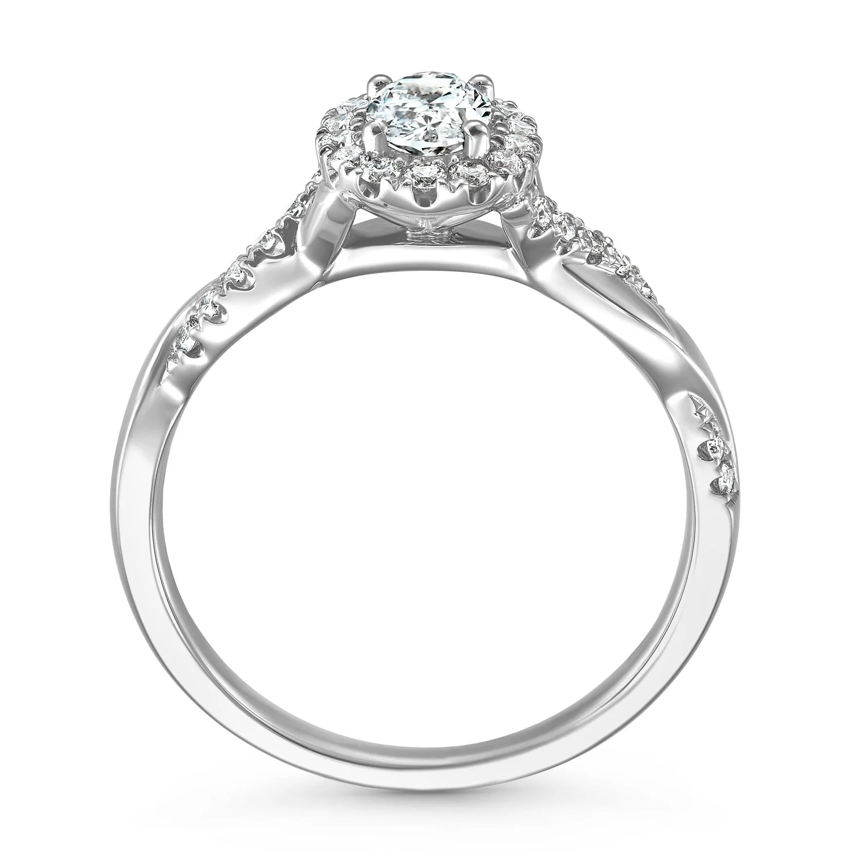 Beaverbrooks Platinum Diamond Oval Shaped Halo Engagement Ring