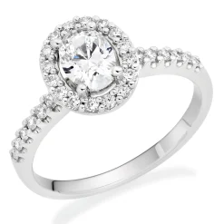 Beaverbrooks Platinum Diamond Oval Cut Halo Ring