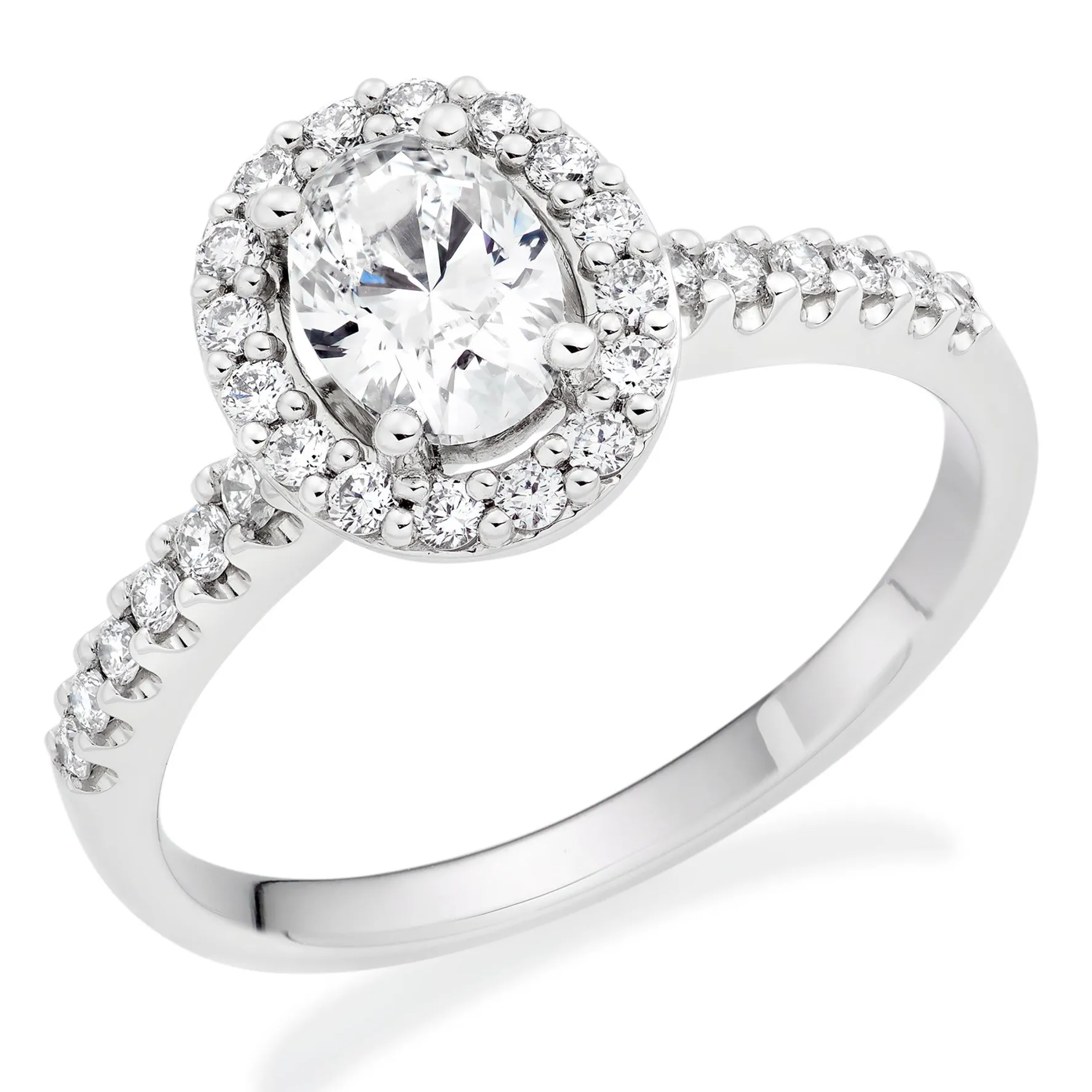 Beaverbrooks Platinum Diamond Oval Cut Halo Ring