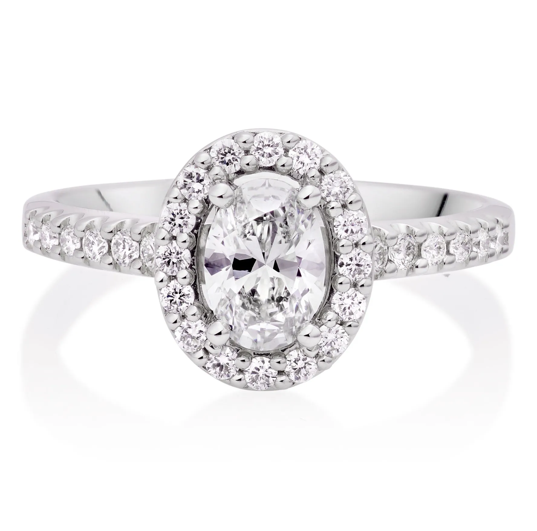 Beaverbrooks Platinum Diamond Oval Cut Halo Ring