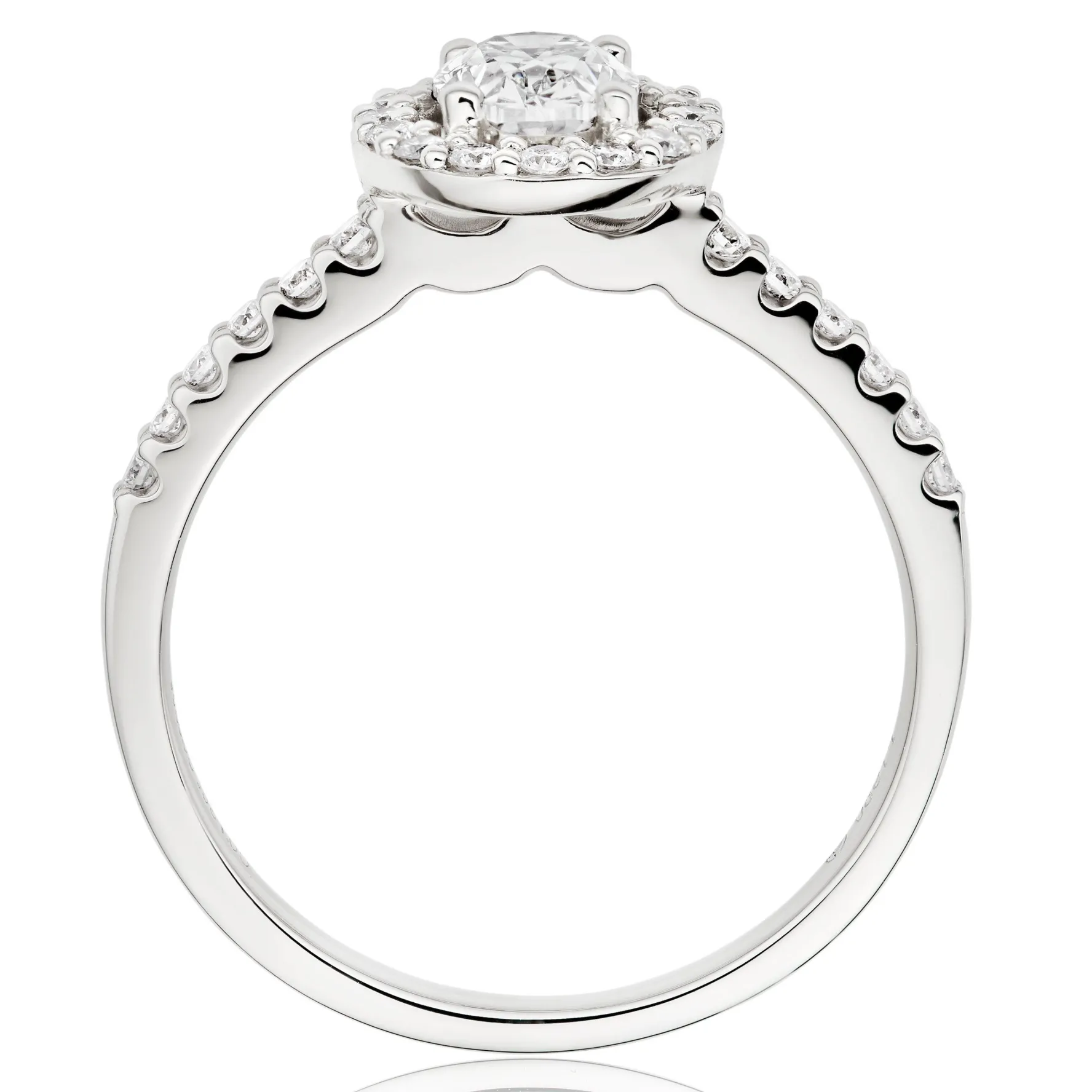 Beaverbrooks Platinum Diamond Oval Cut Halo Ring