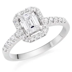 Beaverbrooks Platinum Diamond Emerald Cut Halo Ring