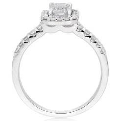 Beaverbrooks Platinum Diamond Emerald Cut Halo Ring