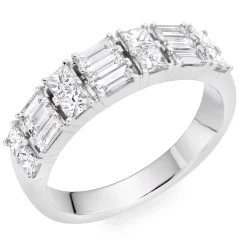 Beaverbrooks Platinum Diamond Two Row Half Eternity Ring