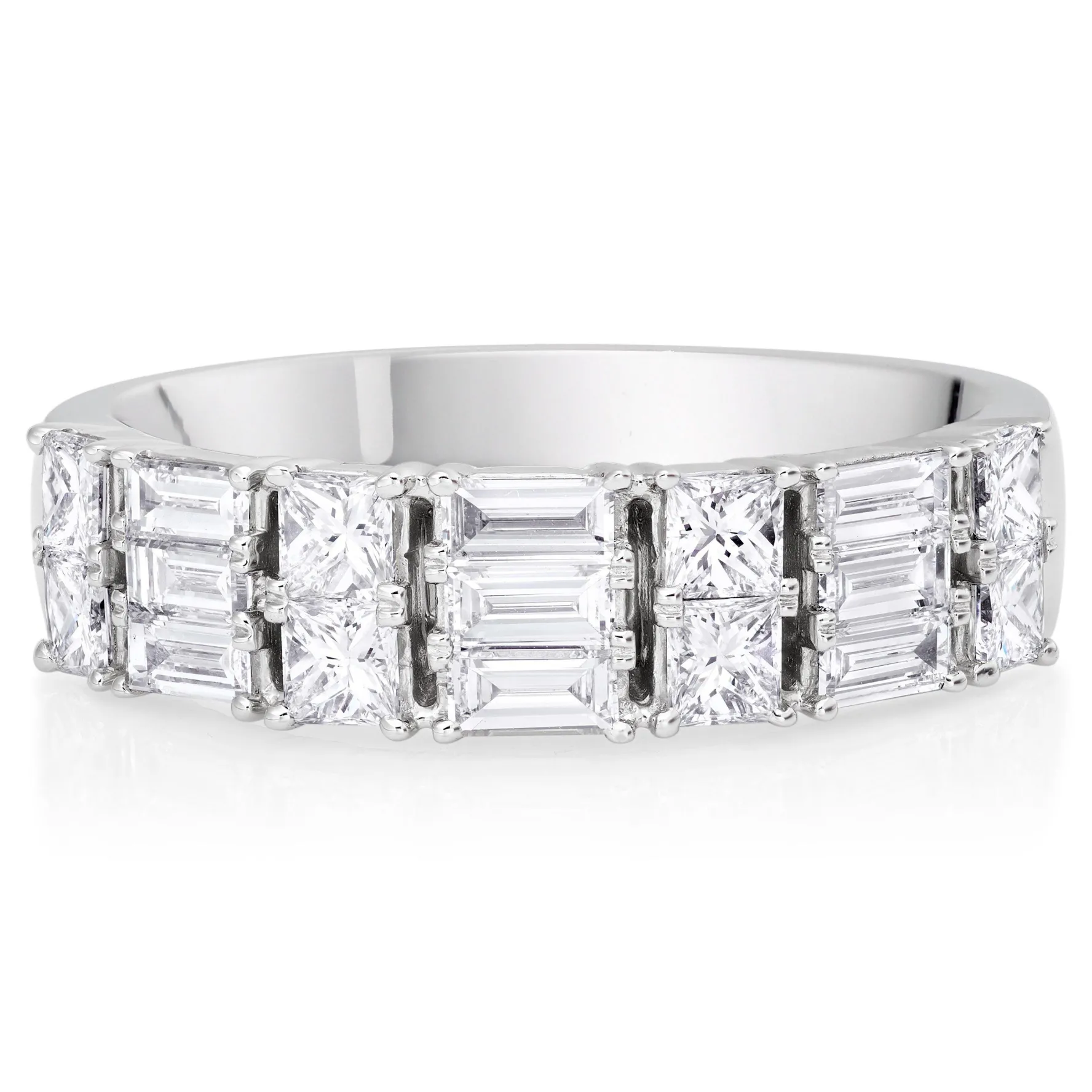 Beaverbrooks Platinum Diamond Two Row Half Eternity Ring