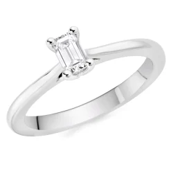 Beaverbrooks Platinum Diamond Emerald Cut Solitaire Ring